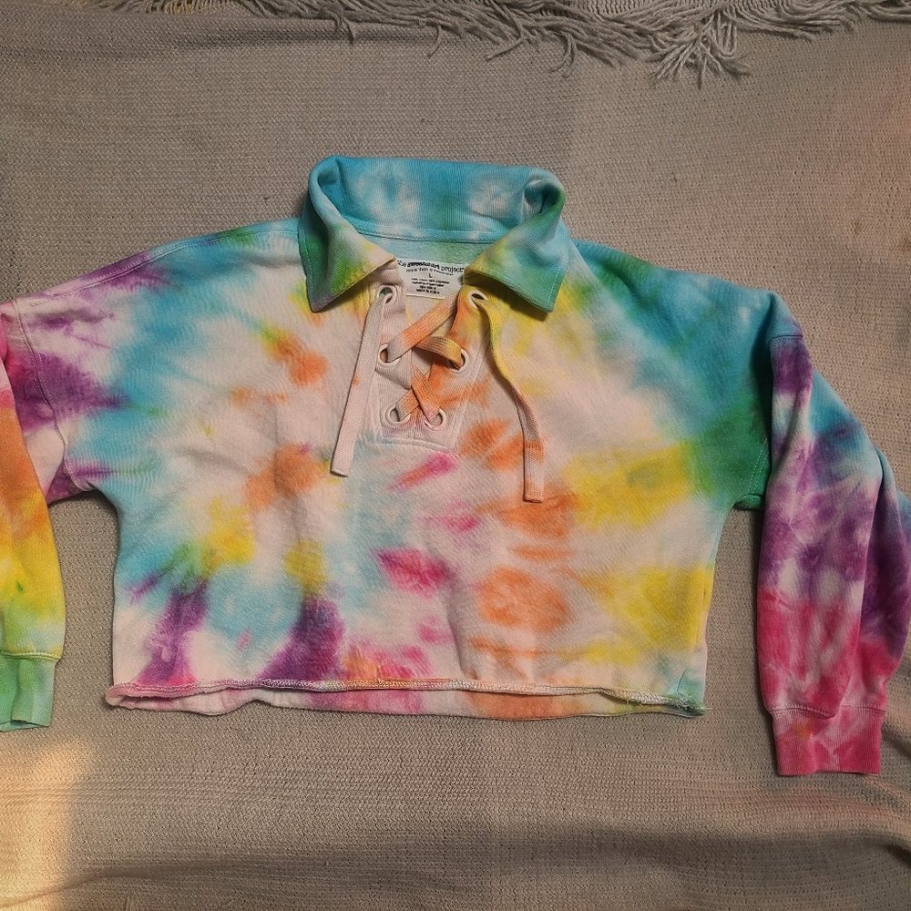 Rainbow tie dye cropped sweatshirt